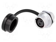 Connector: circular; socket; female; PIN: 2; IP67; SF12; 13A; 250V WEIPU