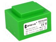 Transformer: encapsulated; 16VA; 230VAC; 6V; 2666.6mA; PCB; IP00 BREVE TUFVASSONS