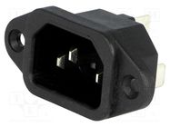 Connector: AC supply; socket; male; 10A; 250VAC; IEC 60320; C14 (E) ADAM TECH