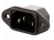 Connector: AC supply; socket; male; 10A; 250VAC; IEC 60320; C14 (E) SCHURTER