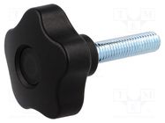 Knob; Ø: 50mm; Ext.thread: M10; 40mm; H: 32mm; technopolymer PP 