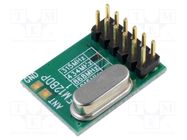 Module: RF; FM transceiver; FSK; 433.92MHz; SPI; -105dBm; 5dBm; THT HOPE MICROELECTRONICS