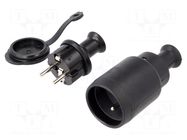 Connector: AC supply; socket,plug; 2P+PE; 250VAC; 16A; black; PIN: 3 PLASTROL