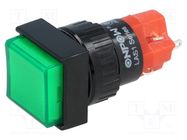 Switch: push-button; Pos: 2; SPDT; 3A/250VAC; 2A/24VDC; ON-(ON) ONPOW
