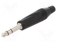 Plug; Jack 6,3mm; male; stereo; ways: 3; straight; for cable; black AMPHENOL