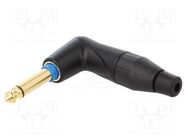 Plug; Jack 6,3mm; male; mono; ways: 2; angled 90°; for cable; black AMPHENOL