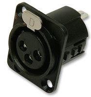 SOCKET, XLR, PANEL, BLACK, 3POLE