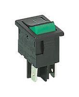 ROCKER SWITCH, SPST, BLACK/GREEN