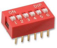 DIP SWITCH, 6POS, SPST-NO, SLIDE, TH