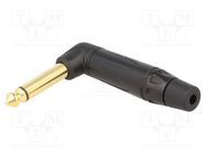 Plug; Jack 6,3mm; male; mono; ways: 2; angled 90°; for cable; black AMPHENOL