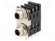 Connector: Jack 6,3mm; socket; female; ways: 3; angled 90°; THT AMPHENOL