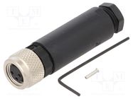 Connector: M8; female; PIN: 3; straight; for cable; plug; 4A; IP67 MURR ELEKTRONIK