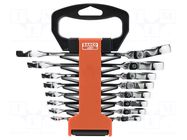 Wrench-set; combination spanner,with ratchet,with joint; steel BAHCO