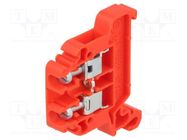 Splice terminal: rail; 0.5÷4mm2; ways: 1; terminals: 2; red; TS35 POKÓJ