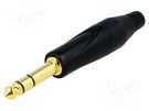 Plug; Jack 6,3mm; male; stereo; ways: 3; straight; for cable; black AMPHENOL