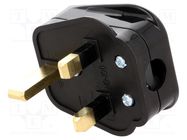 Connector: AC supply; plug; 2P+PE; 250VAC; 5A; black; PIN: 3; angled LIAN DUNG