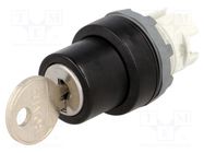 Switch: rotary with key; 22mm; Stabl.pos: 1; black; none; IP66 ABB