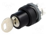 Switch: rotary with key; 22mm; Stabl.pos: 3; black; none; IP66 ABB