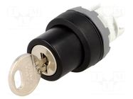 Switch: rotary with key; 22mm; Stabl.pos: 3; black; none; IP66 ABB