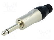 Plug; Jack 6,3mm; male; mono; ways: 2; straight; for cable; silver AMPHENOL