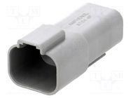 Connector: wire-wire; AT; male; plug; for cable; PIN: 4; grey; IP67 AMPHENOL
