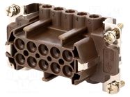 Connector: HDC; female; 180 °C; 16A; 500V; 10+PE; size 57.27 ILME