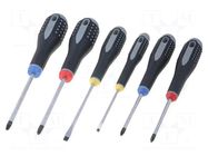 Kit: screwdrivers; Phillips,Pozidriv®,slot; ERGO®; 6pcs. BAHCO