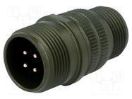 Connector: circular; plug; for cable; PIN: 4; male; soldering; MS/DS AMPHENOL