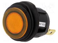 ROCKER; SPST; Pos: 2; ON-OFF; 10A/250VAC; orange; IP65; neon lamp 