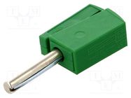 Plug; 4mm banana; 20A; 42V; green; non-insulated; 40mm WAGO