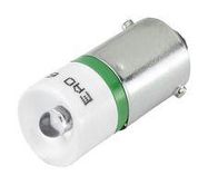 SINGLE LED LAMP, PB SW, BA9S, GREEN, 12V