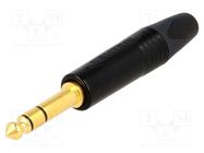 Plug; Jack 6,3mm; male; stereo; ways: 3; straight; for cable; black NEUTRIK