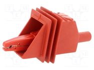 Crocodile clip; 20A; red; Grip capac: max.25mm; Socket size: 4mm ELECTRO-PJP