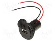 USB power supply; USB A socket; Inom: 3A; Sup.volt: 12÷24VDC PRO CAR