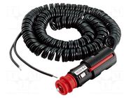 Cigarette lighter socket extension cord; cables; 8A; black; 3m PRO CAR