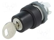 Switch: rotary with key; 22mm; Stabl.pos: 1; black; none; IP66 ABB