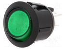 ROCKER; DPST; Pos: 2; ON-OFF; 10A/250VAC; green; neon lamp; 230V BULGIN