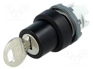 Switch: rotary with key; 22mm; Stabl.pos: 3; black; none; IP66 ABB