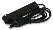 EXTENSION LEAD, 4WAY, BLACK, 5M