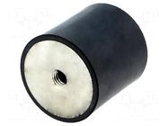 Vibration damper; M8; Ø: 40mm; rubber; L: 40mm; H: 8mm; 1397N; 140N/mm ELESA+GANTER