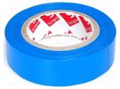 Tape: electrical insulating; W: 15mm; L: 10m; Thk: 0.13mm; blue; 180% SCAPA