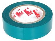 Tape: electrical insulating; W: 15mm; L: 10m; Thk: 0.13mm; green SCAPA