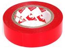 Tape: electrical insulating; W: 15mm; L: 10m; Thk: 0.13mm; red; 180% SCAPA