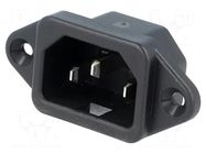 Connector: AC supply; socket; male; 10A; 250VAC; C14 (E),V-lock SCHURTER