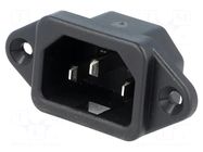 Connector: AC supply; socket; male; 10A; 250VAC; C14 (E),V-lock SCHURTER