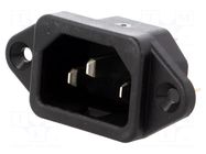 Connector: AC supply; socket; male; 10A; 250VAC; C14 (E),V-lock SCHURTER