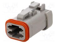 Connector: wire-wire; plug; female; DT; for cable; PIN: 4; grey; IP68 DEUTSCH