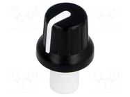 Knob; with pointer; ABS; Øshaft: 6mm; Ø15.8x13.8mm; black; push-in SR PASSIVES