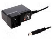 Power supply: switching; mains,plug; 5VDC; 3A; 15W; Out: 5,5/2,1 MEAN WELL