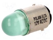 LED lamp; green; BA15D; 12VDC; 12VAC POLAM-ELTA